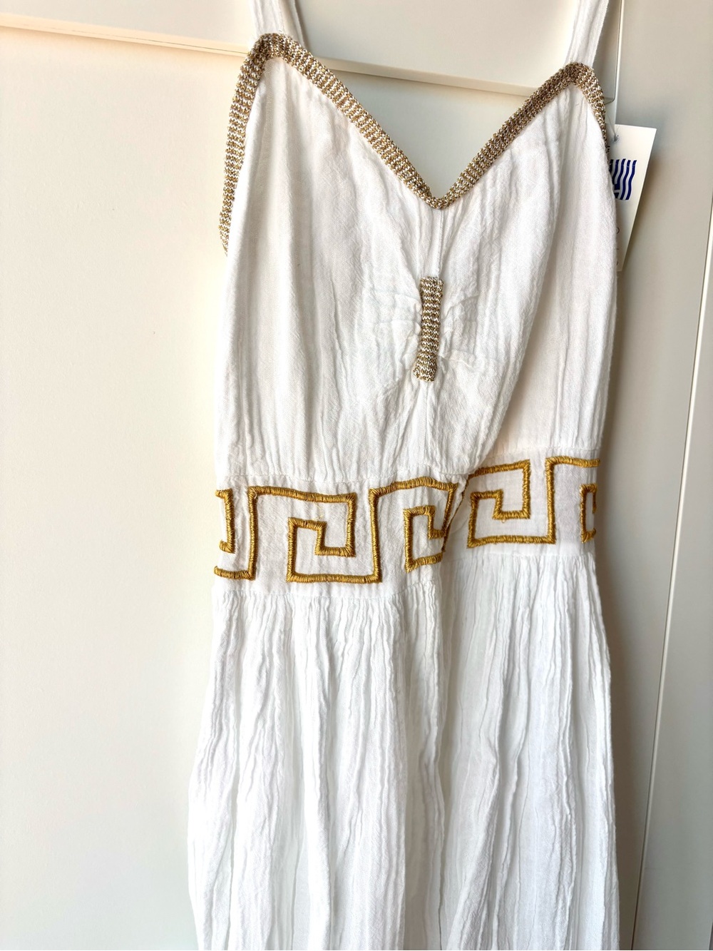 Greek Key Maxi Dress with Metallic Gold Details